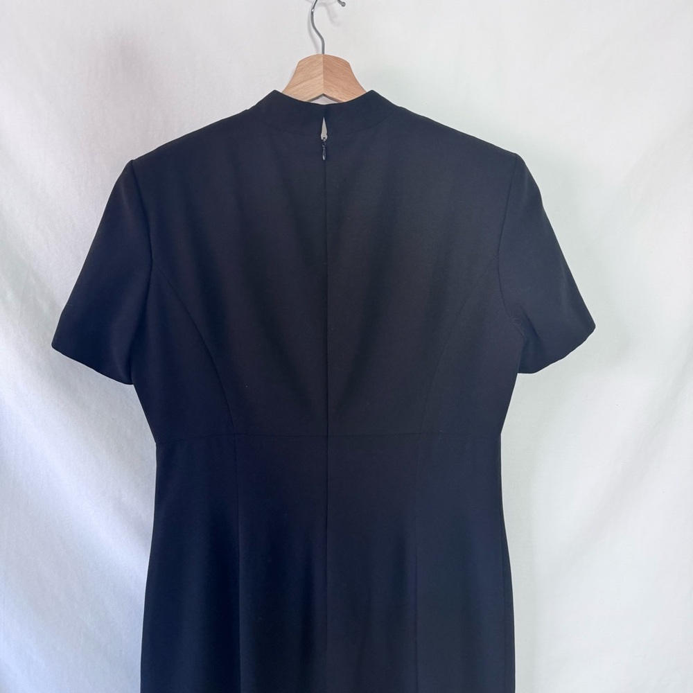 Vintage Liz Claiborne Black Mock Neck Midi Dress 12 Korea 90s Minimalist - Picture 6 of 13